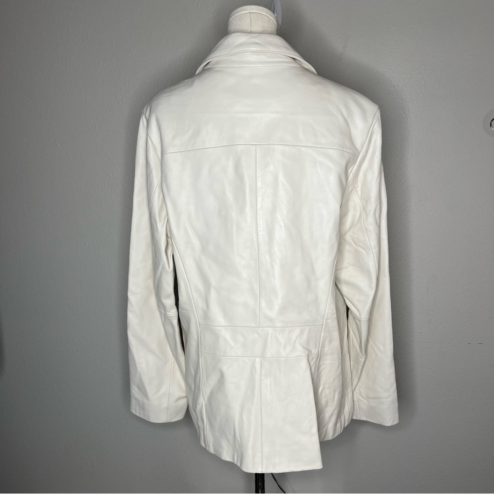 Vintage Wilson Leather White Button Front Collared Leather Jacket Classic - Picture 2 of 9